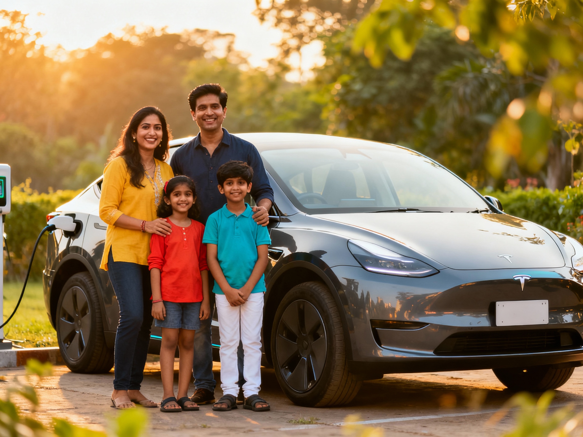 Best Electric Cars India Under 20 Lakhs 2025 - Top 6 EVs 6 Happy Indian family with electric car under 20 lakhs satisfied EV owners